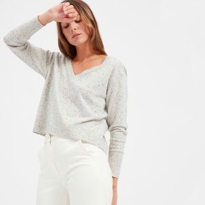 The Cashmere Crop V-Neck - Frost Donegal - Sz M